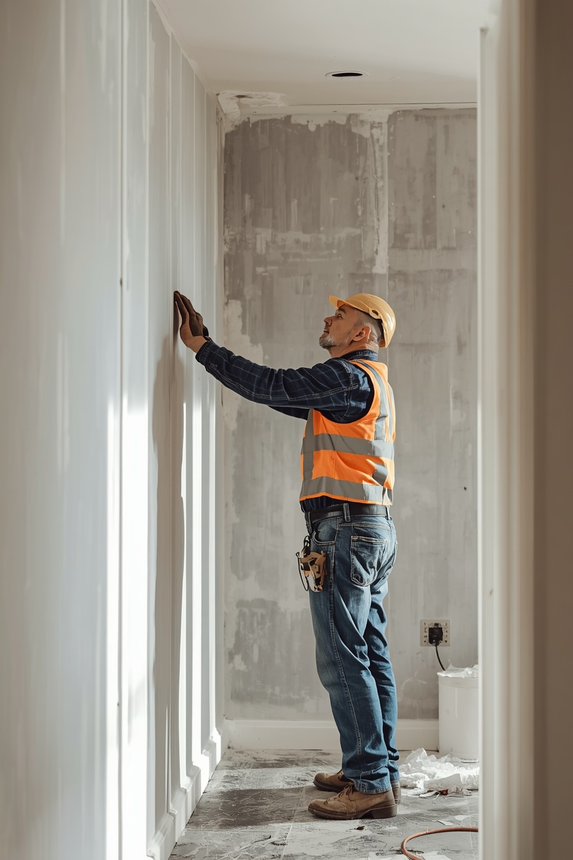Drylining Salford contractor at work on a plasterboard wall